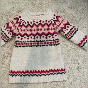 Cat & jack sweater dress, runs big. 18 mo, wear for 2T as well. Nice and thick!